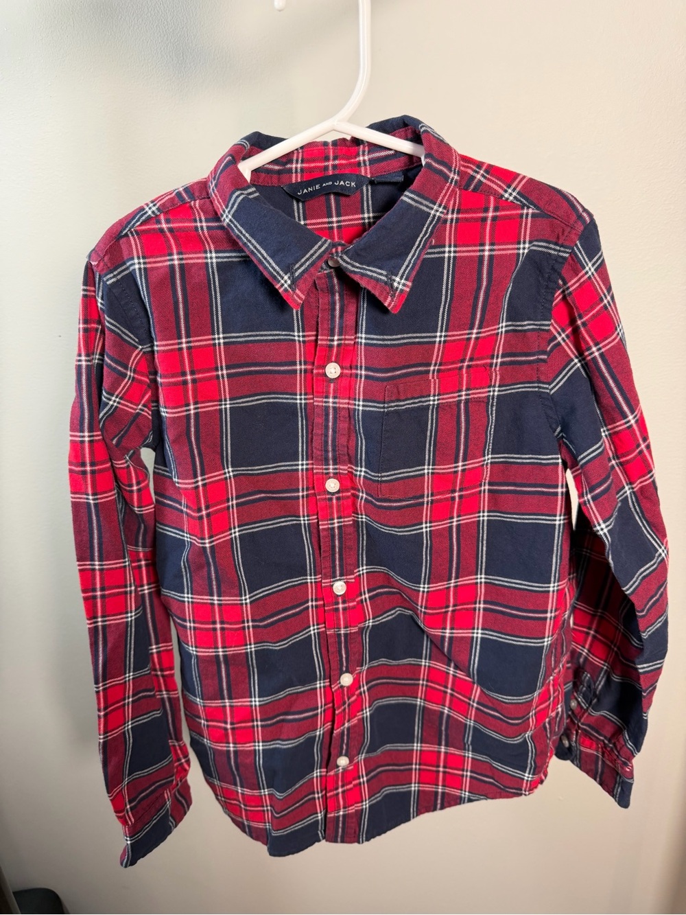 Janie and Jack Red and Navy Plaid Button-Down Shirt